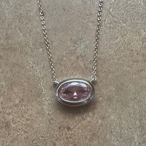 Melinda Maria Pink and Silver She’s a Boss Oval Diamondette Necklace
